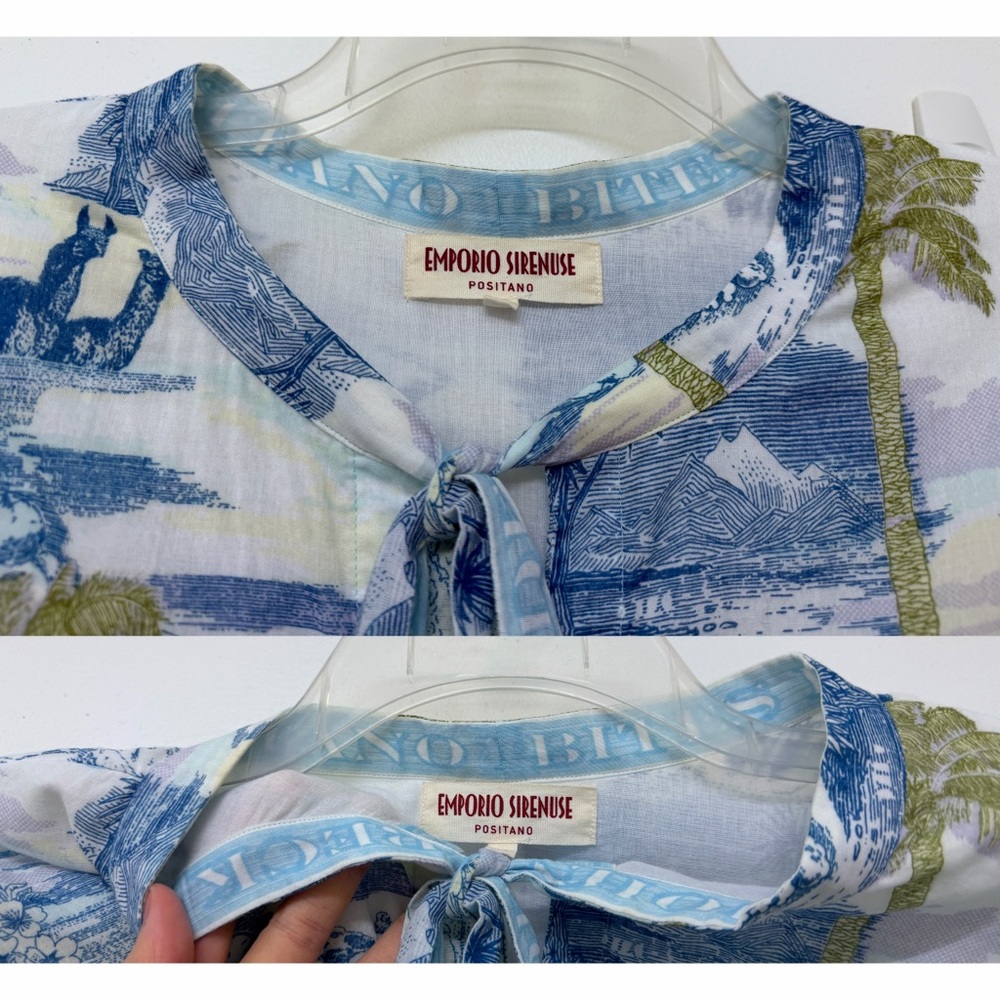 Emporio Sirenuse Tracey Vesuvius Caftan Maxi Dress Blue Volcano Floral Print M L - Picture 4 of 16
